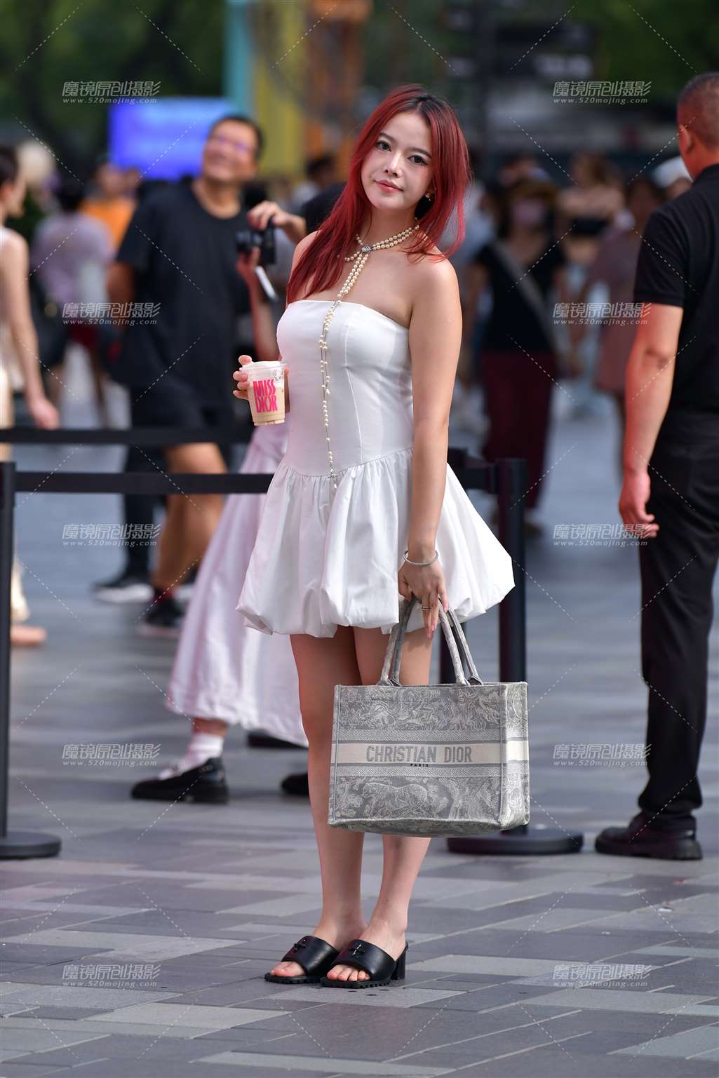 图片[4]-珍珠项链白裙美女-流行馆