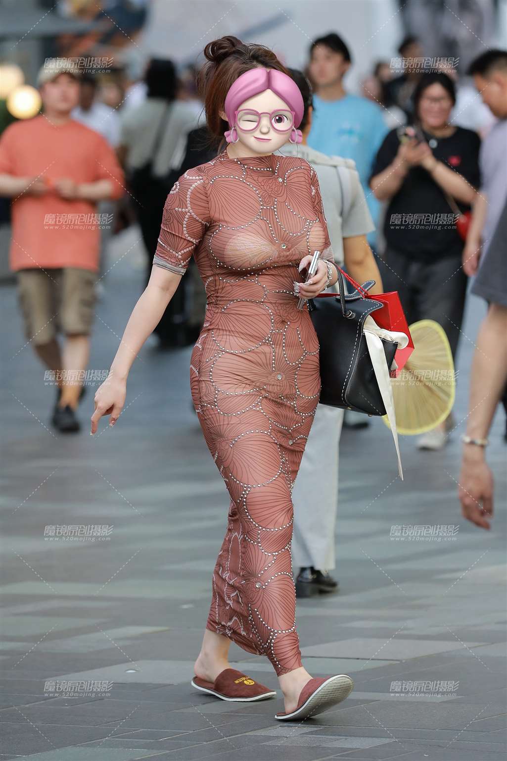 图片[3]-性感棕色包臀裙美女-流行馆